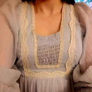 Powder Blue Gunne Sax (?) Prairie Maxi Dress